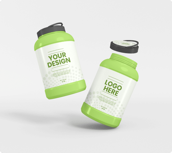 green color designed empty plastic bottles