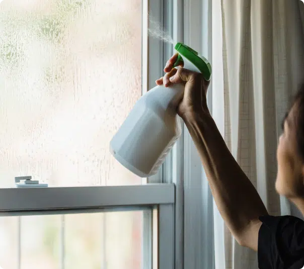image of a woman using a spray bottle