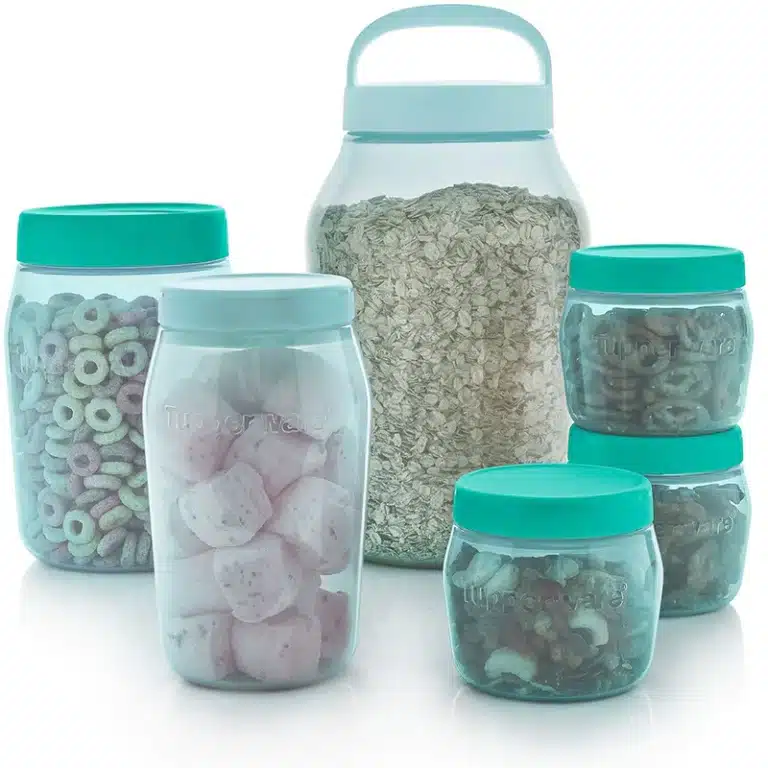 image of plastic containers with variety of things stored inside