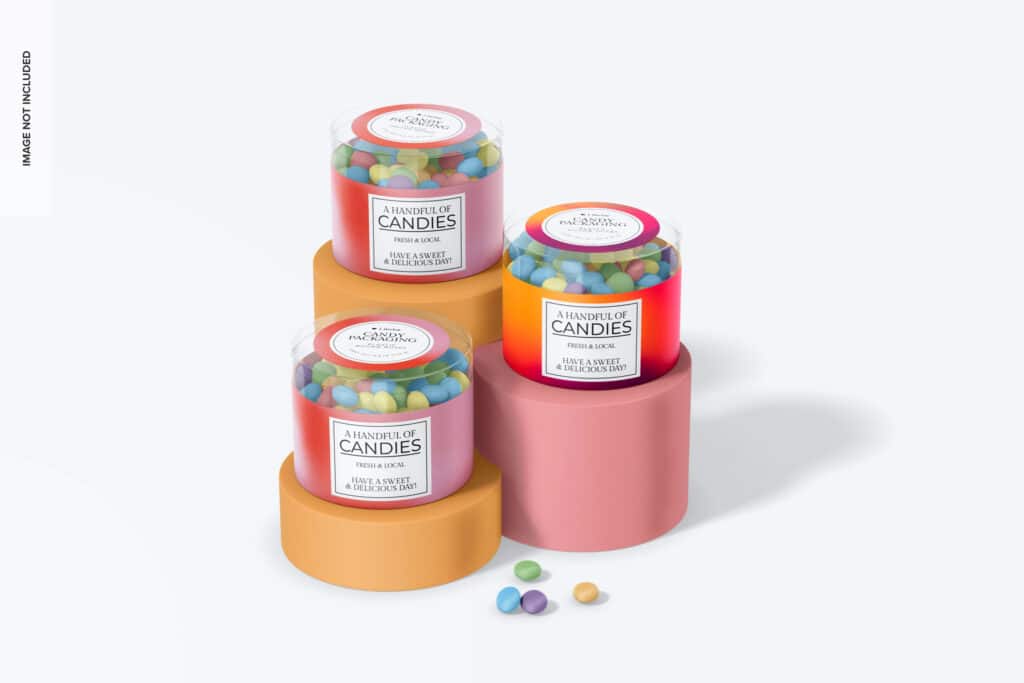 Image of candies in plastic containers