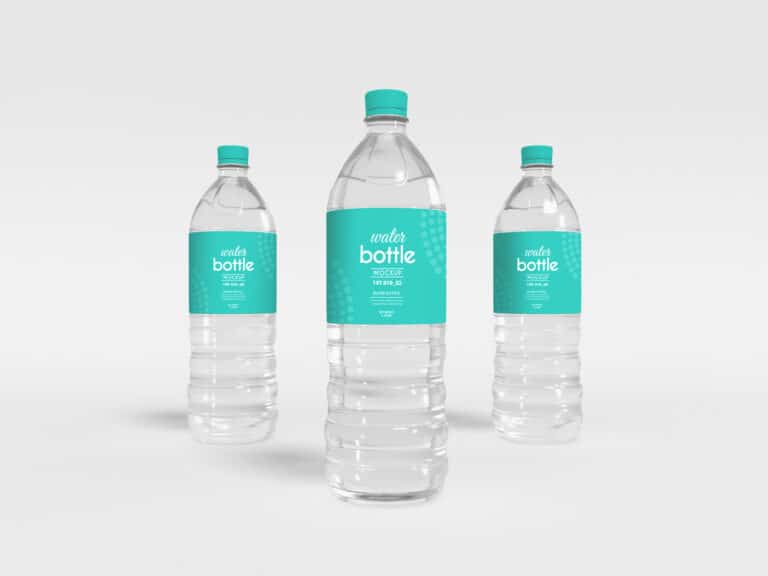 Disposable Transparent Plastic Mineral Water Bottle Mockup