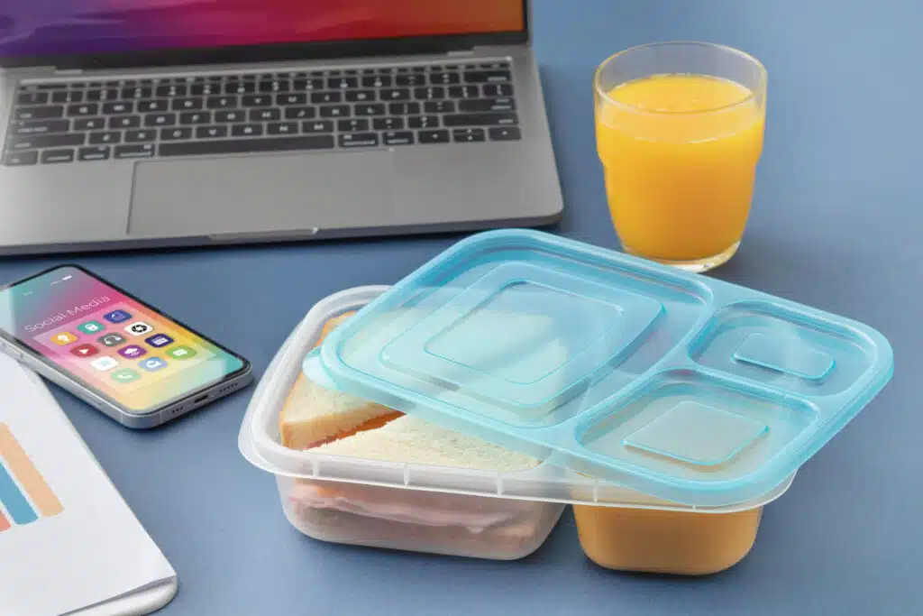 image of close up plastic food container