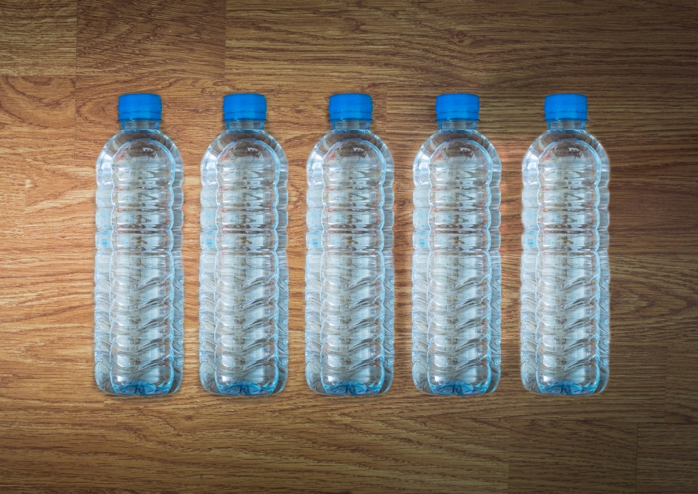 image of water bottles without bottle packaging