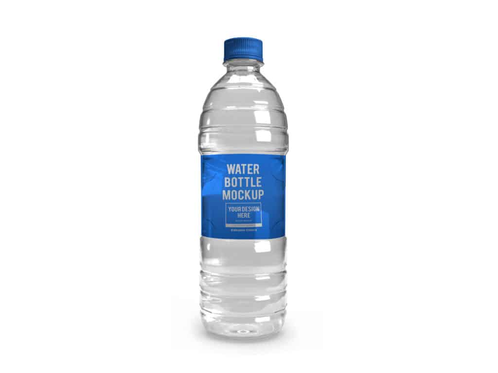 Image of a clear plastic water bottle used for branding