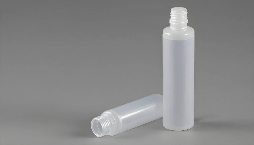 an image of clear small lubricant bottles without any caps