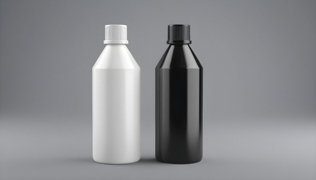 an image of lubricant oil bottle design in white and black