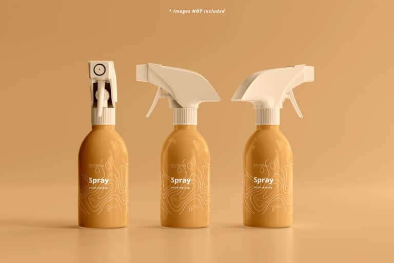 Wholesale plastic spray bottles in a brown background