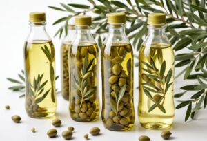 Olive Oil in Plastic Bottles on a white background