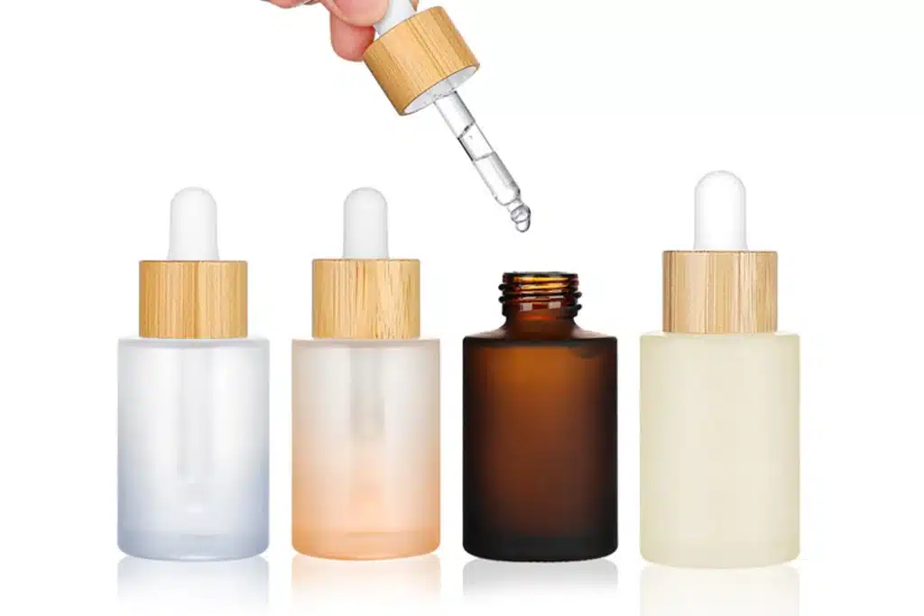 Glass serum bottles with bamboo droppers