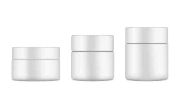 Set of plastic cosmetic jars mockups isolated on white background. 