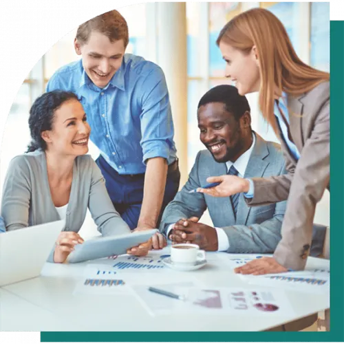 image of four people discussing